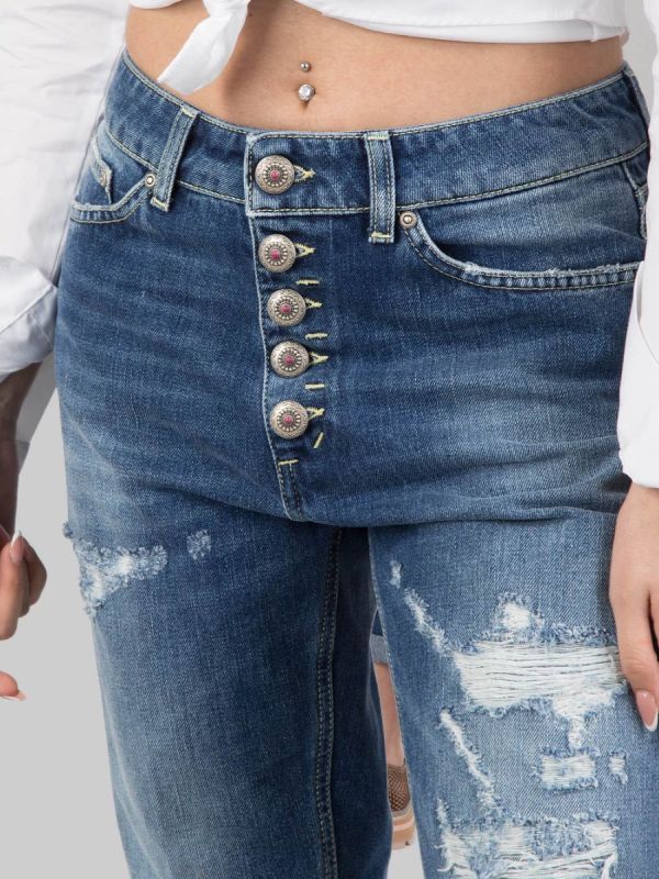JEANS KOONS LOOSE FIT IN COTONE CON BOTTONI GIOIELLO