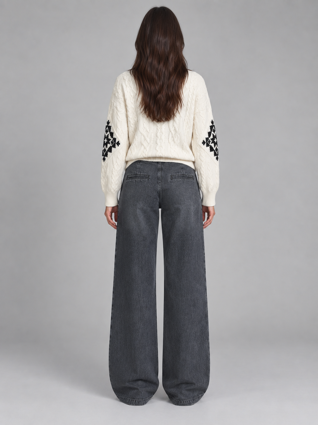 Jeans Wide Leg con Ricamo Gioiello