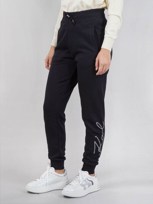 JOGGER IN COTONE CON LOGO KARL IN STRASS