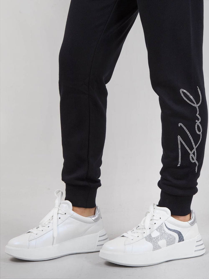 JOGGER IN COTONE CON LOGO KARL IN STRASS