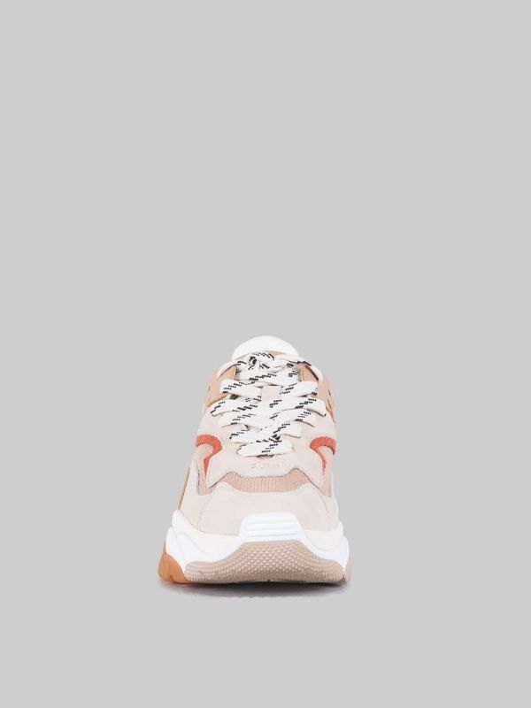 MAXI SNEAKER ADDICT IN PELLE E TELA NUDE E MARRONE ARAGON