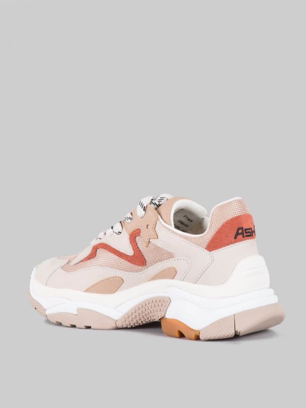 MAXI SNEAKER ADDICT IN PELLE E TELA NUDE E MARRONE ARAGON