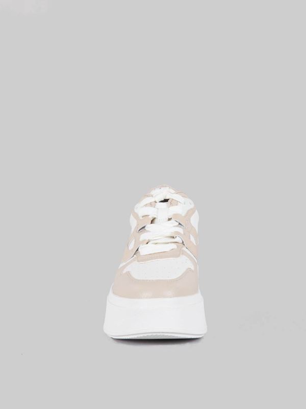MAXI SNEAKER MATCH IN PELLE BICOLORE BIANCA E BEIGE