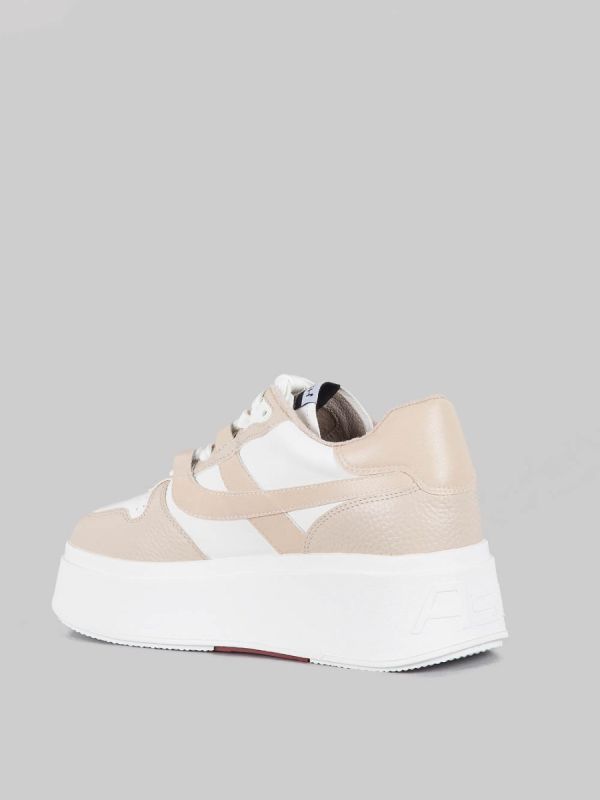 MAXI SNEAKER MATCH IN PELLE BICOLORE BIANCA E BEIGE