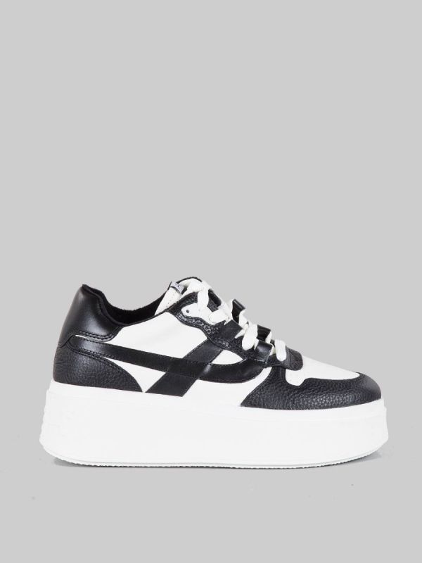 MAXI SNEAKER MATCH IN PELLE BICOLORE BIANCA E NERA