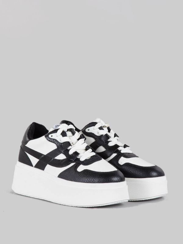 MAXI SNEAKER MATCH IN PELLE BICOLORE BIANCA E NERA