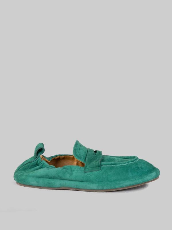 GREEN SUEDE LOAFERS