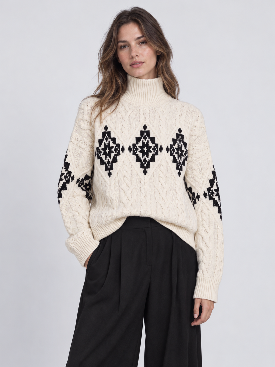 Maglia a Trecce con Rombi