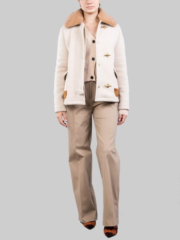 GIACCA 3 GANCI IN LANA  EFFETTO VINTAGE CON COLLETTO IN ECO SHEARLING