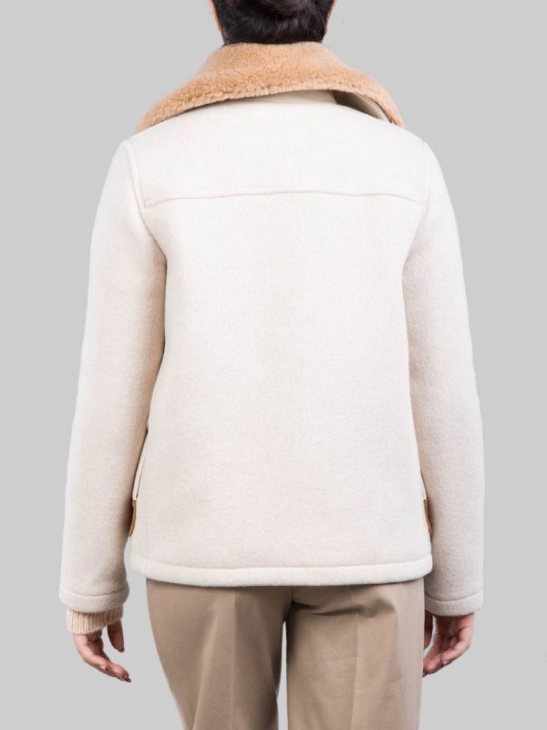 GIACCA 3 GANCI IN LANA  EFFETTO VINTAGE CON COLLETTO IN ECO SHEARLING