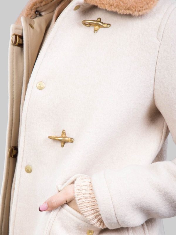 GIACCA 3 GANCI IN LANA  EFFETTO VINTAGE CON COLLETTO IN ECO SHEARLING