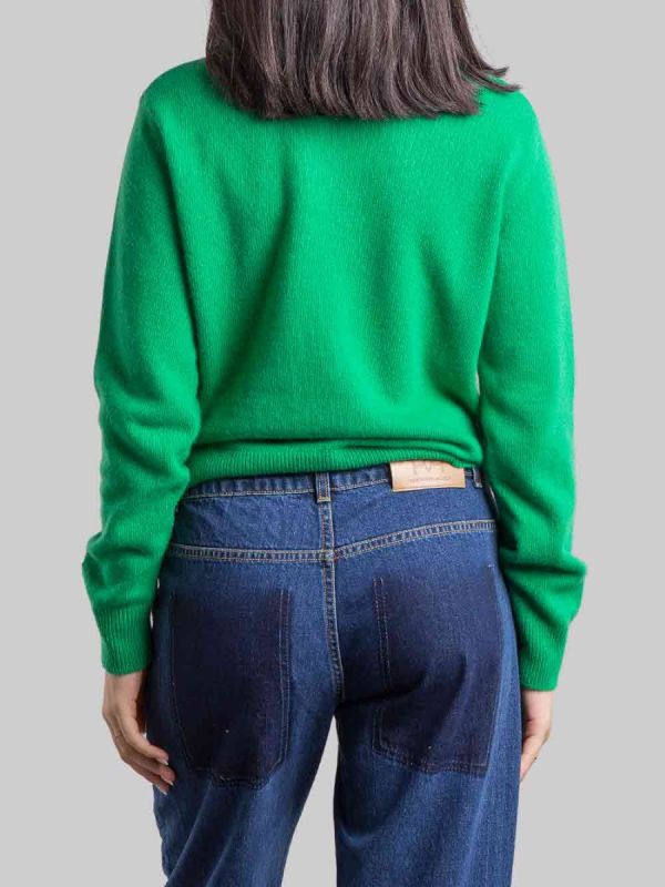 MAGLIA GIROCOLLO VERDE CON GRAFICA "VIZIATA"