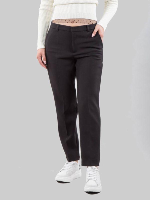 PANTALONI CROPPED NERI IN CADY TECNICO ELASTICIZZATO