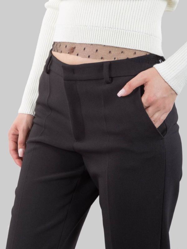 PANTALONI CROPPED NERI IN CADY TECNICO ELASTICIZZATO