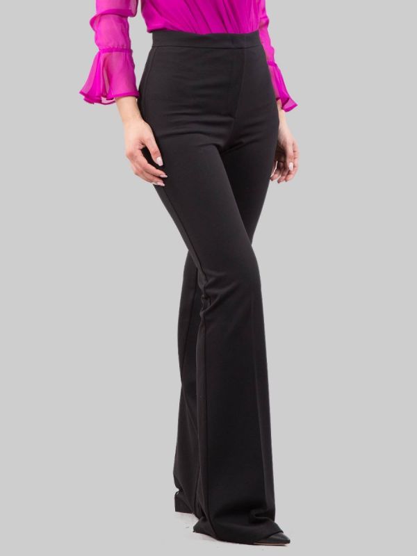 PANTALONI FLARE HULKA NERI IN TESSUTO ELASTICIZZATO