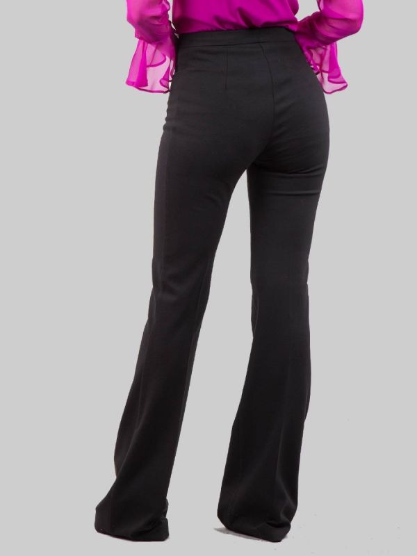 PANTALONI FLARE HULKA NERI IN TESSUTO ELASTICIZZATO