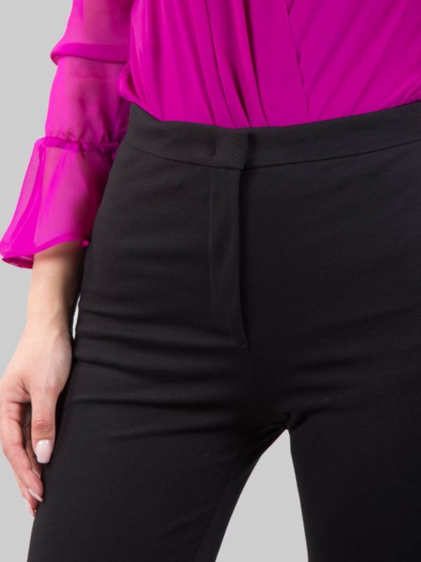 PANTALONI FLARE HULKA NERI IN TESSUTO ELASTICIZZATO