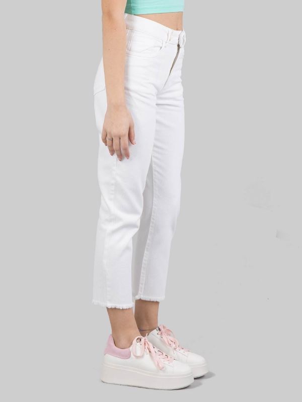 5 POCKET MODEL WHITE DENIM JEANS PANTS