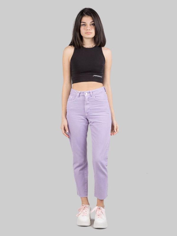 PANTALONI JEANS MODELLO 5 TASCHE IN DENIM LILLA