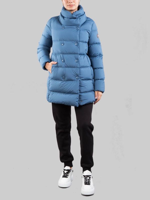 PIUMINO AZZURRO IN TESSUTO ELASTICIZZATO CON COLLO ALTO