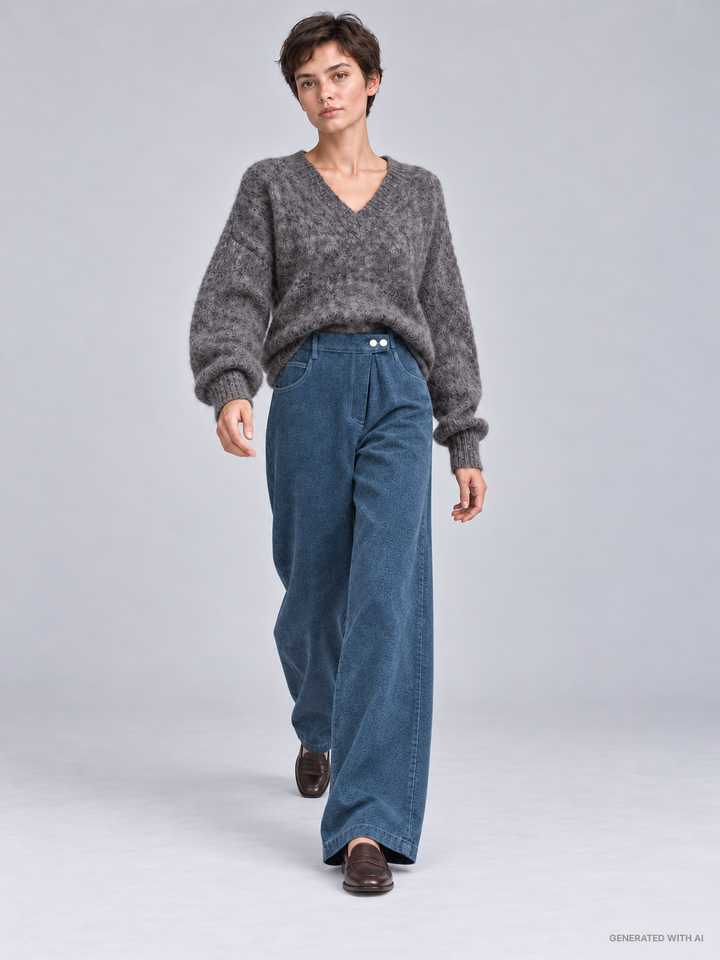 Pantalone in misto cotone effetto denim