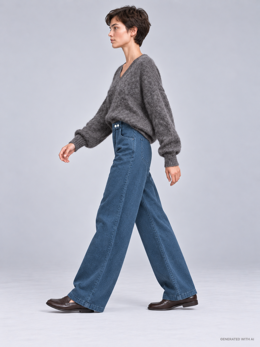 Pantalone in misto cotone effetto denim