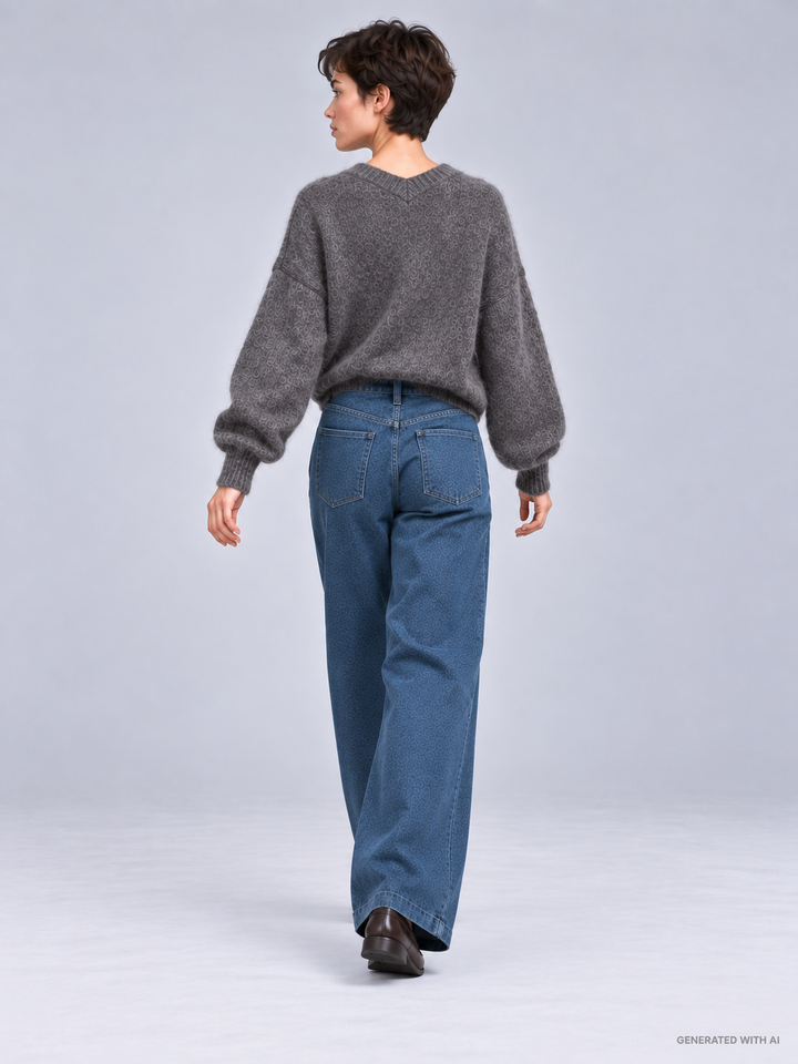 Pantalone in misto cotone effetto denim