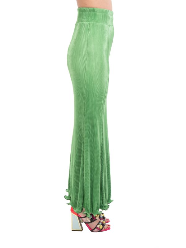 PANTALONI VITA ALTA VERDE BRILLANTE IN TESSUTO ELASTICIZZATO