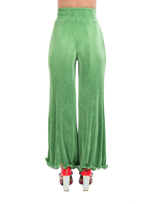 PANTALONI VITA ALTA VERDE BRILLANTE IN TESSUTO ELASTICIZZATO