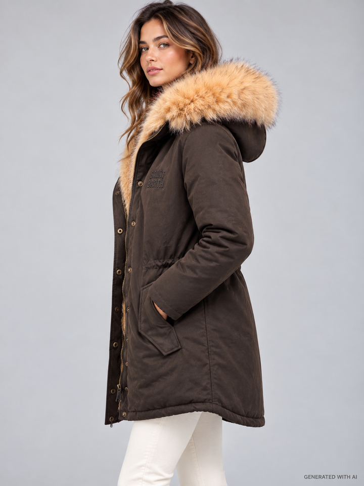 Parka Brenna in tessuto cerato con interno in eco pelliccia