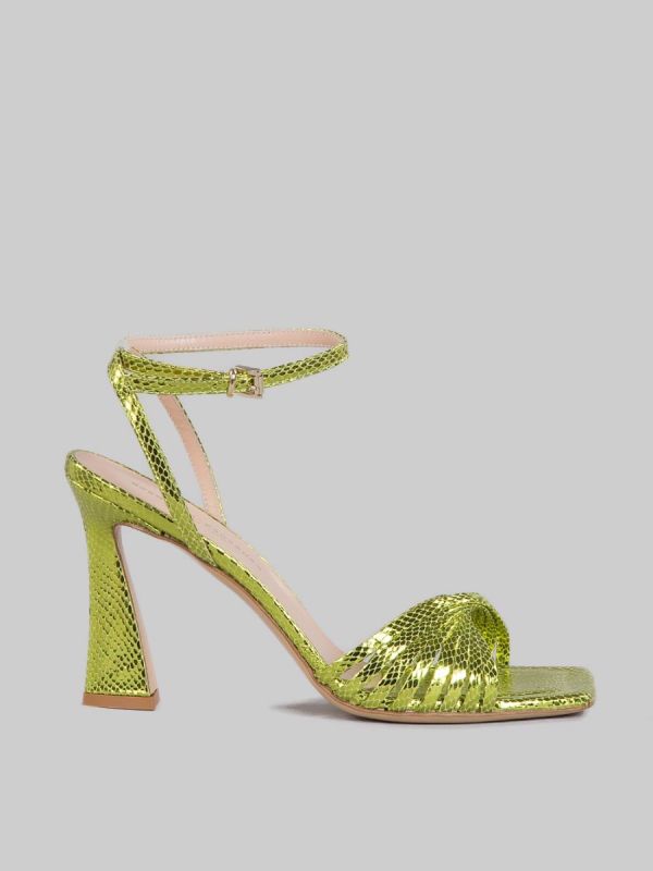VIPER EFFECT LAMINATED LEATHER SANDALS LIME
