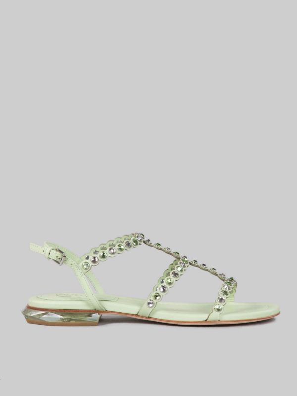 SANDALI SAPHIR IN PELLE CON APPLICAZIONI DI STRASS BICOLORE