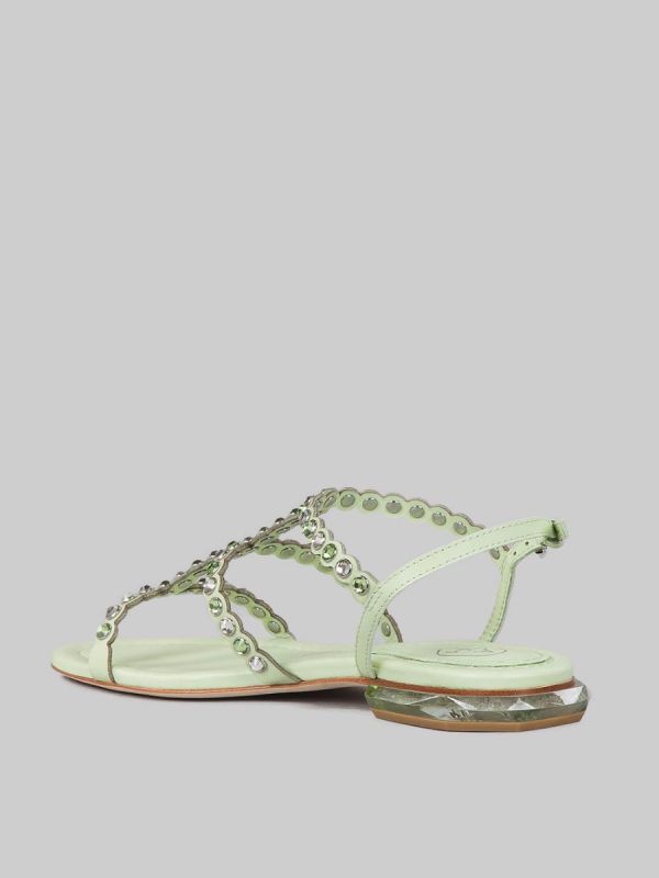 SANDALI SAPHIR IN PELLE CON APPLICAZIONI DI STRASS BICOLORE