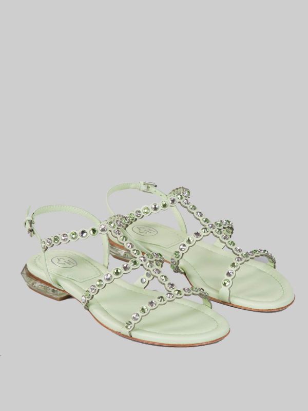 SANDALI SAPHIR IN PELLE CON APPLICAZIONI DI STRASS BICOLORE