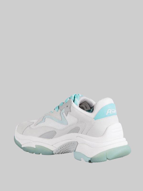 SNEAKER ADDICT IN PELLE E TELA TECNICA BIANCHE E CELESTE ACQUA