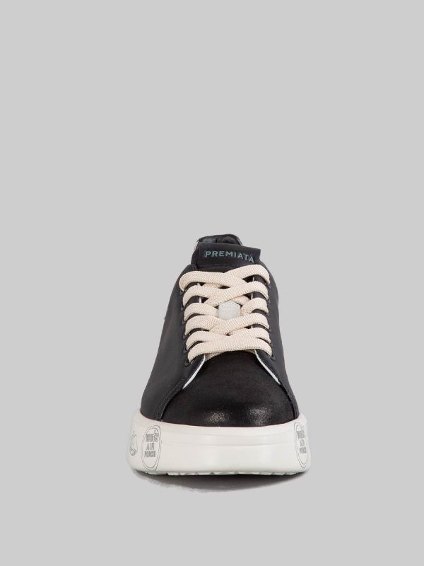 SNEAKER BELLE IN PELLE LISCIA NERA CON SPOILER EFFETTO SNAKE