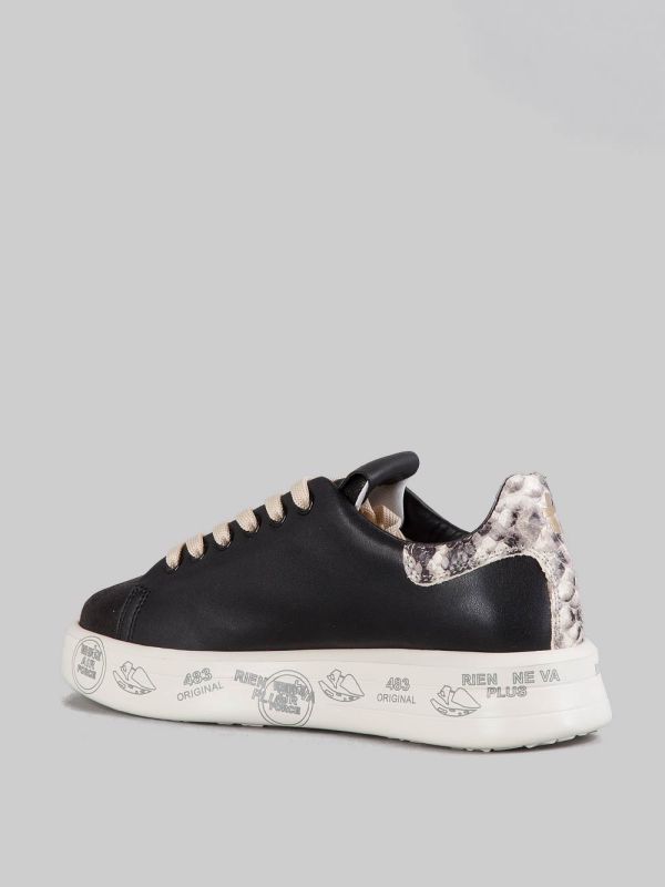 SNEAKER BELLE IN PELLE LISCIA NERA CON SPOILER EFFETTO SNAKE