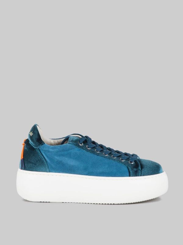 BUBBLE SNEAKER IN SUEDE AND TURQUOISE FABRIC