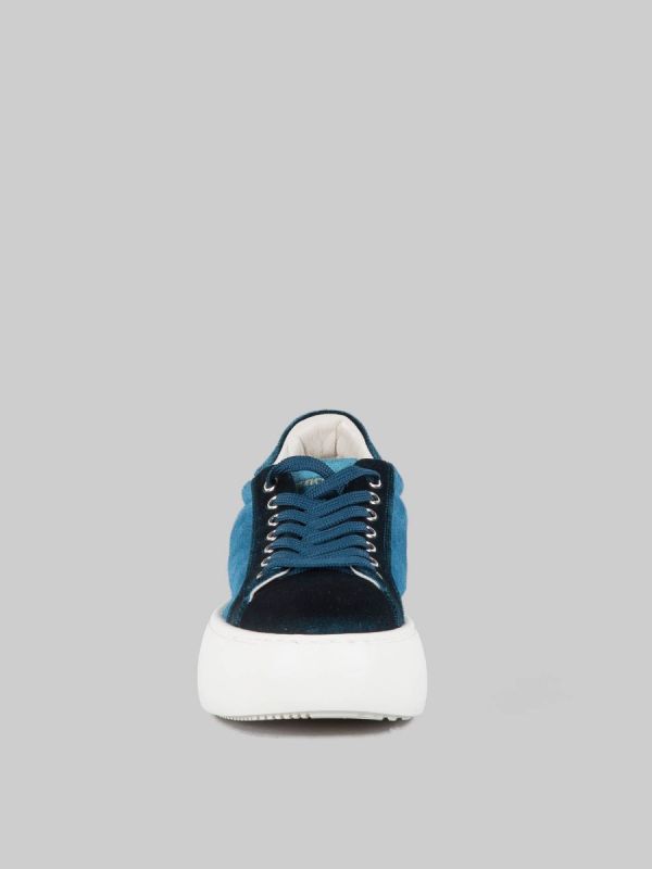 BUBBLE SNEAKER IN SUEDE AND TURQUOISE FABRIC