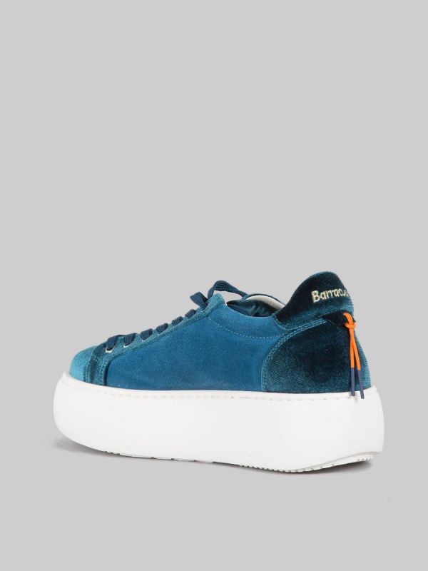 BUBBLE SNEAKER IN SUEDE AND TURQUOISE FABRIC