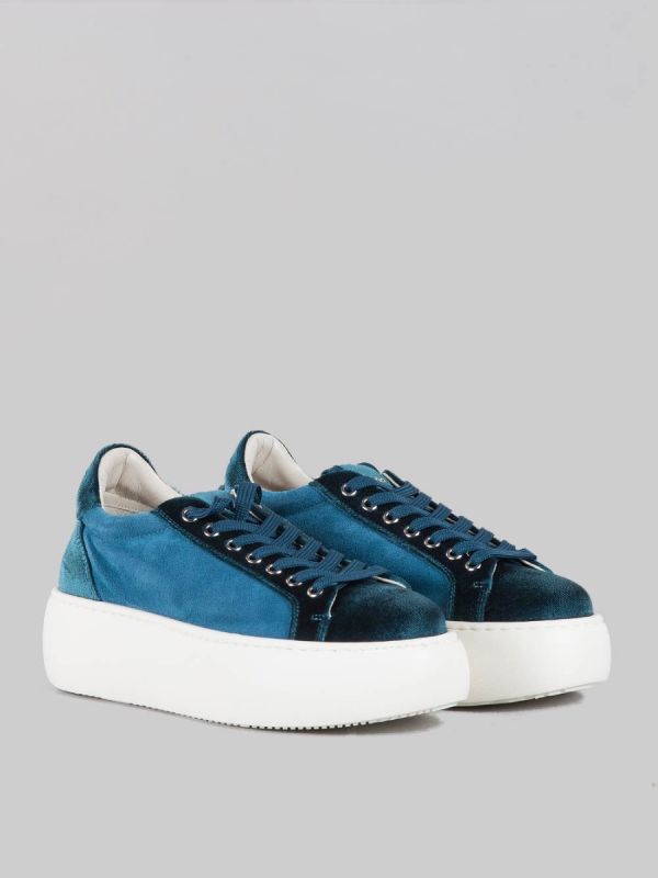 BUBBLE SNEAKER IN SUEDE AND TURQUOISE FABRIC