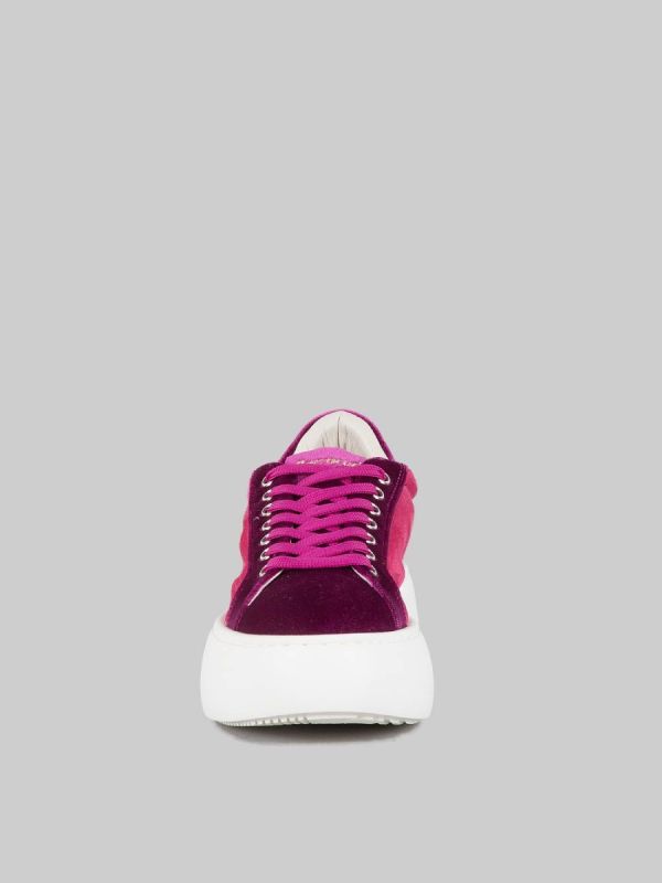 PURPLE AND SHOCKING PINK SUEDE AND FABRIC BUBBLE SNEAKER