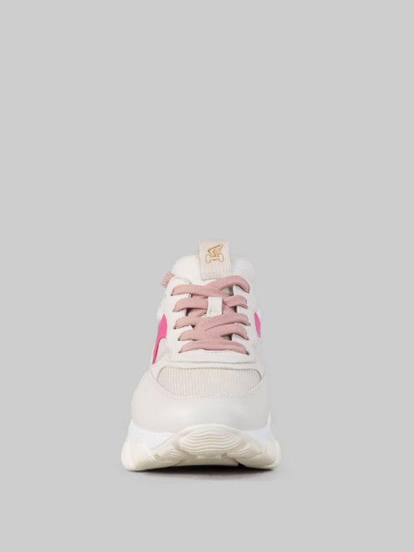 HYPERACTIVE SNEAKER MILK WHITE, PINK AND FUCHSIA IN LEATHER, SUEDE AND TECHNICAL CANVAS