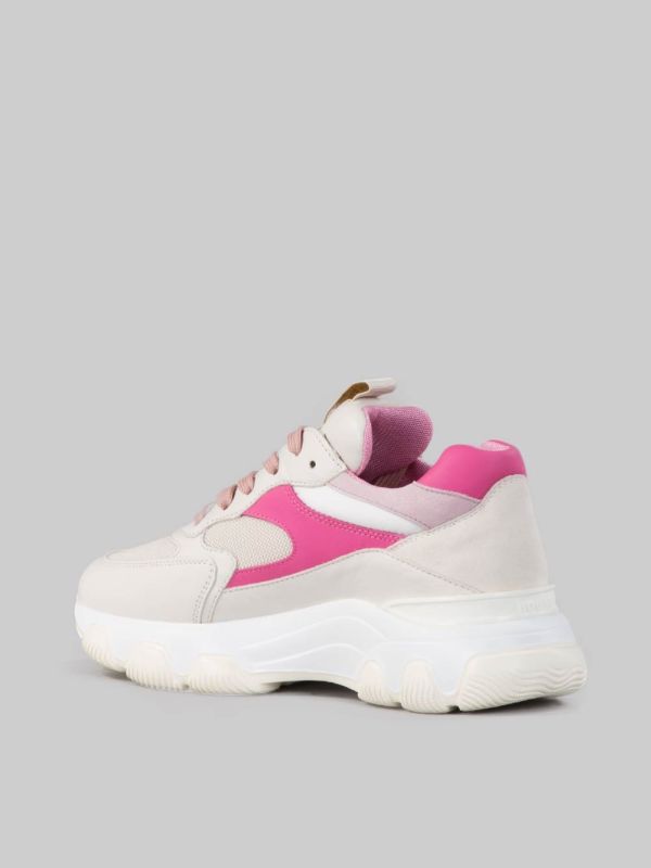 HYPERACTIVE SNEAKER MILK WHITE, PINK AND FUCHSIA IN LEATHER, SUEDE AND TECHNICAL CANVAS
