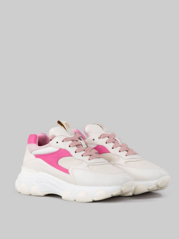 HYPERACTIVE SNEAKER MILK WHITE, PINK AND FUCHSIA IN LEATHER, SUEDE AND TECHNICAL CANVAS