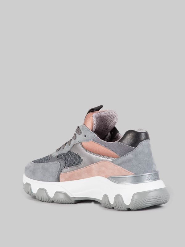 SNEAKER HYPERACTIVE IN PELLE LAMINATA, SUEDE E RETE TECNICA CON GLITTER