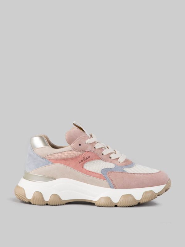 SNEAKER HYPERACTIVE ROSA, BEIGE E AZZURRO IN PELLE SCAMOSCIATA E TELA TECNICA