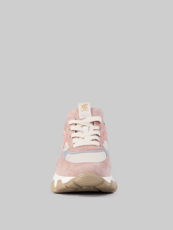 SNEAKER HYPERACTIVE ROSA, BEIGE E AZZURRO IN PELLE SCAMOSCIATA E TELA TECNICA