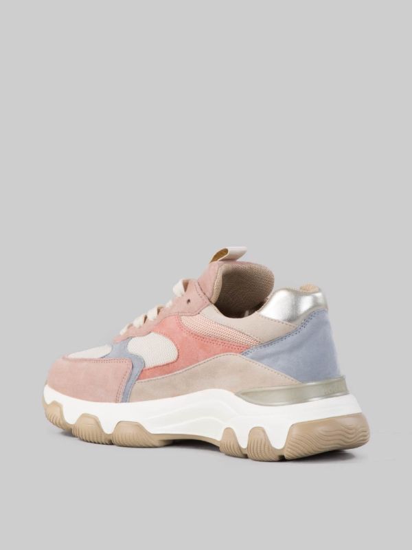SNEAKER HYPERACTIVE ROSA, BEIGE E AZZURRO IN PELLE SCAMOSCIATA E TELA TECNICA
