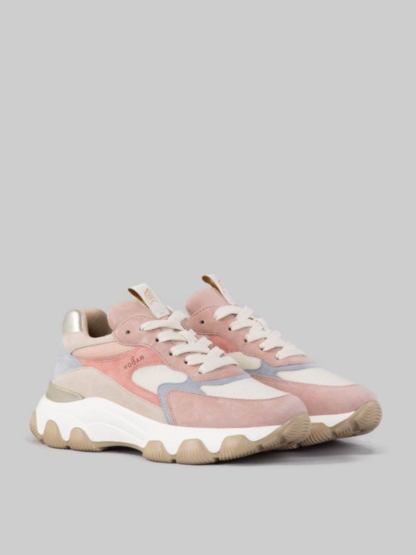 SNEAKER HYPERACTIVE ROSA, BEIGE E AZZURRO IN PELLE SCAMOSCIATA E TELA TECNICA